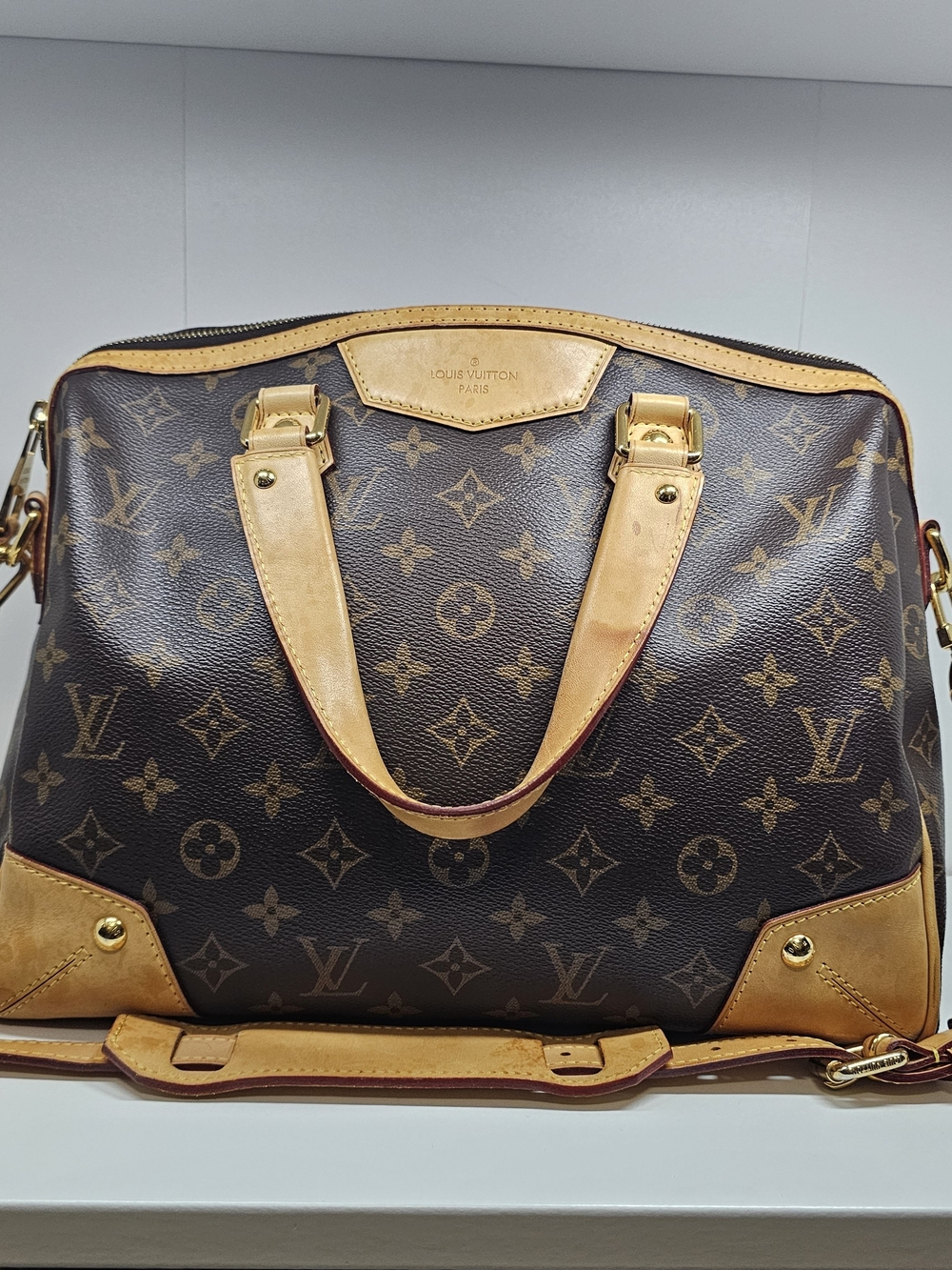 Louis Vuitton Retiro Monogram Canvas Satchel Bag in Brown